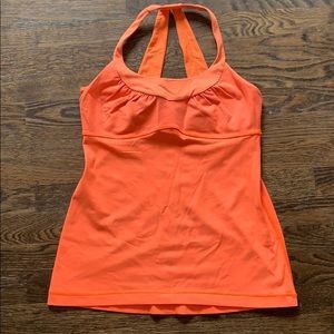 Orange Lululemon yoga top built in bra,Size 8